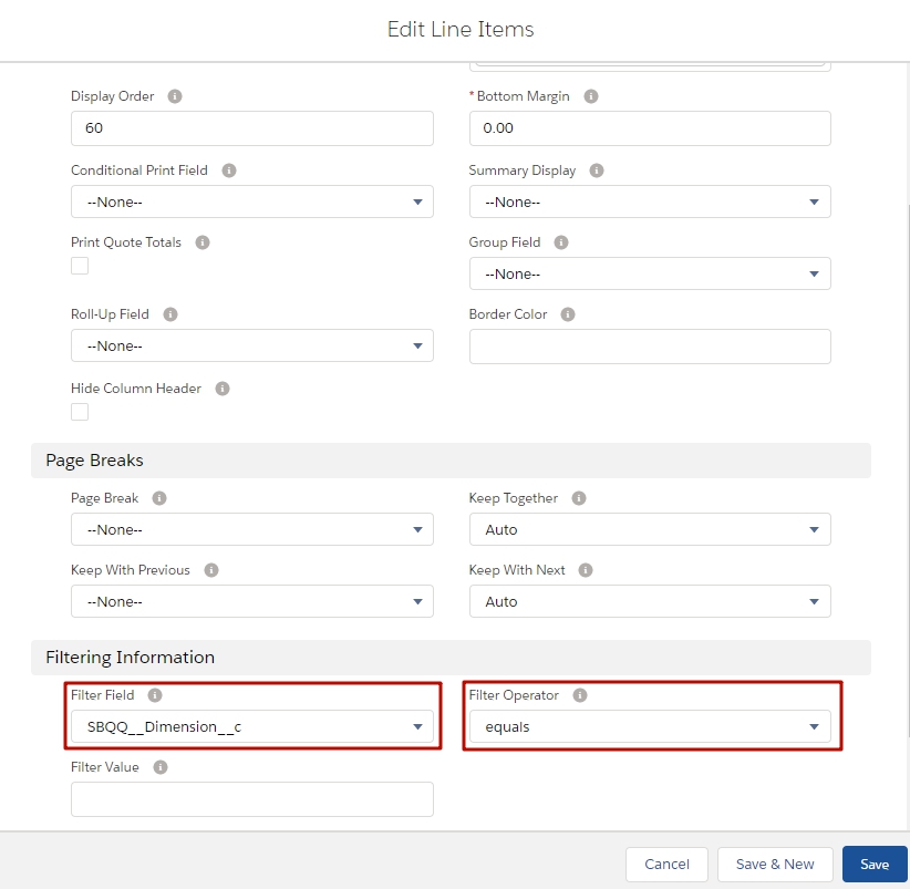 Salesforce CPQ Edit Line Items Options